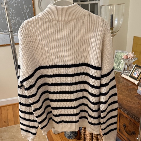 Sezane Lucas Cream and Blue Striped Sweater - Picture 4 of 6